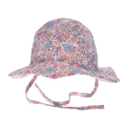 Chapeau de soleil fleuri bleu et rose