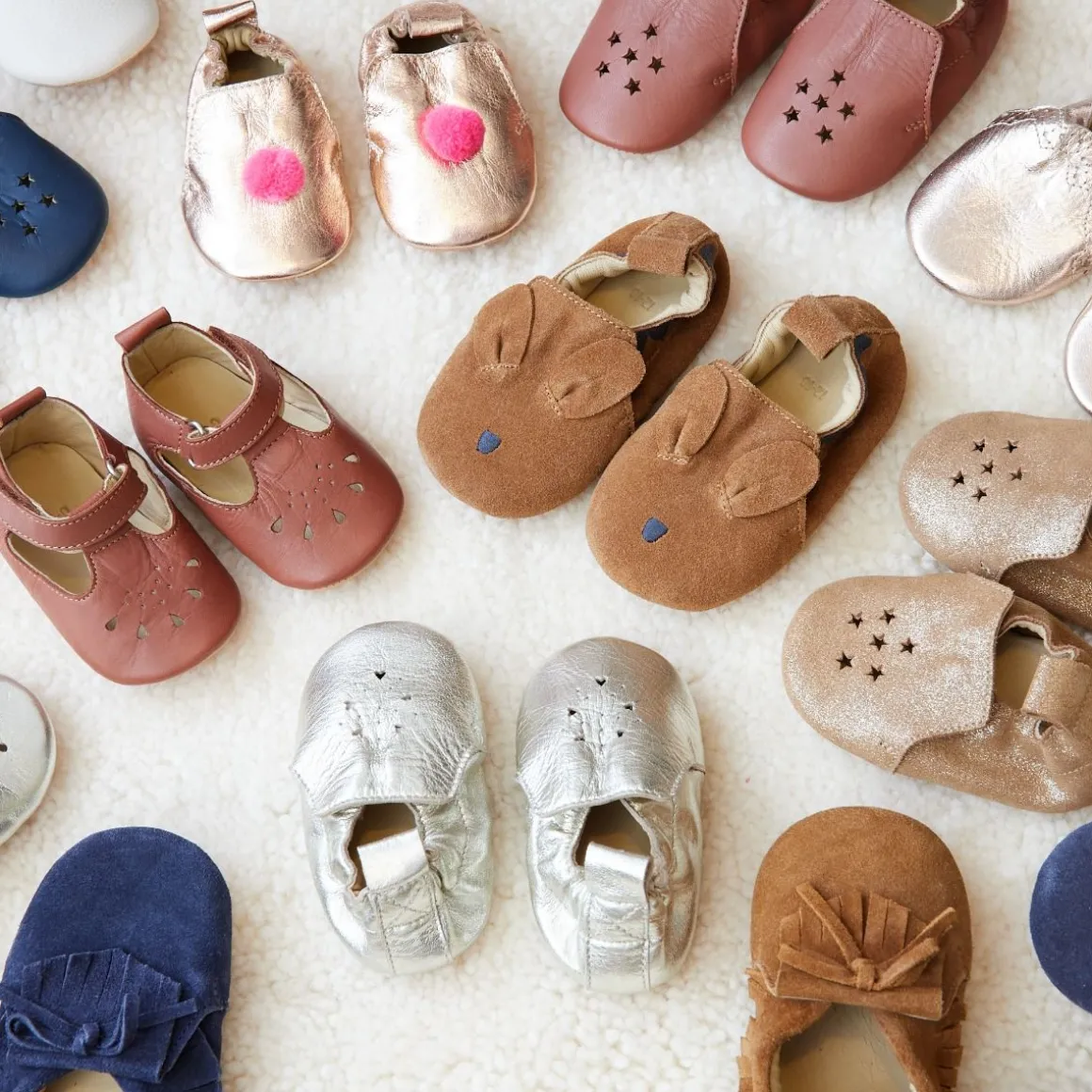 Chaussons bébé Kangourou en daim marron