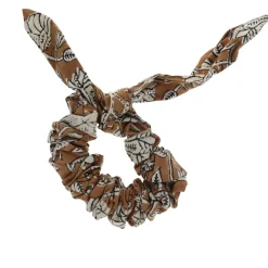 Chouchou marron Block print - Delhi d'antan