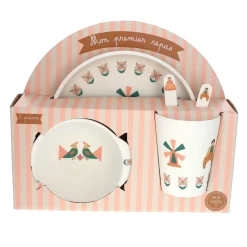 Coffret repas en mélamine fleuri - Folk d'été