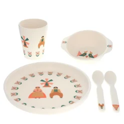 Coffret repas en mélamine fleuri - Folk d'été