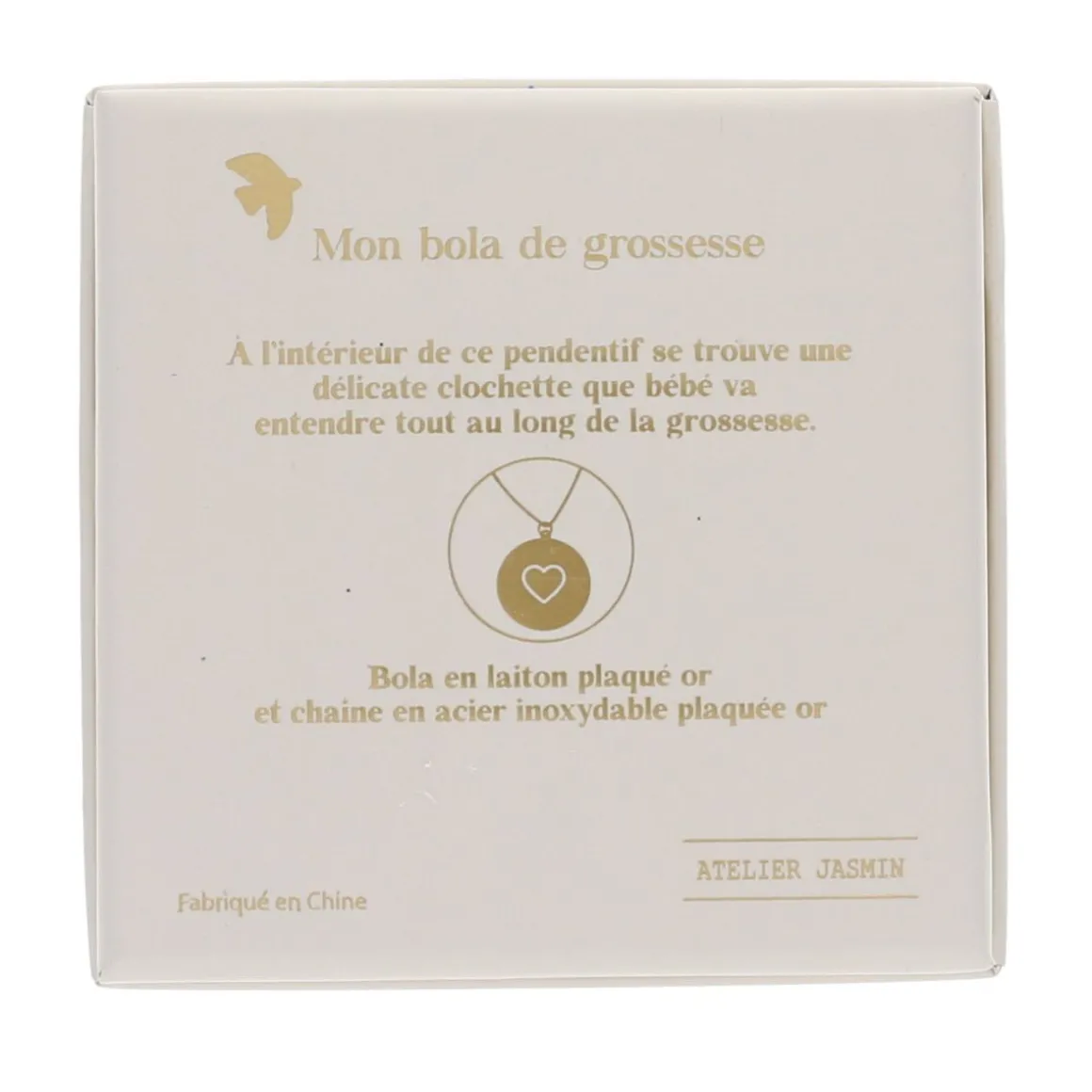 Collier bola de grossesse plaqué or cœur