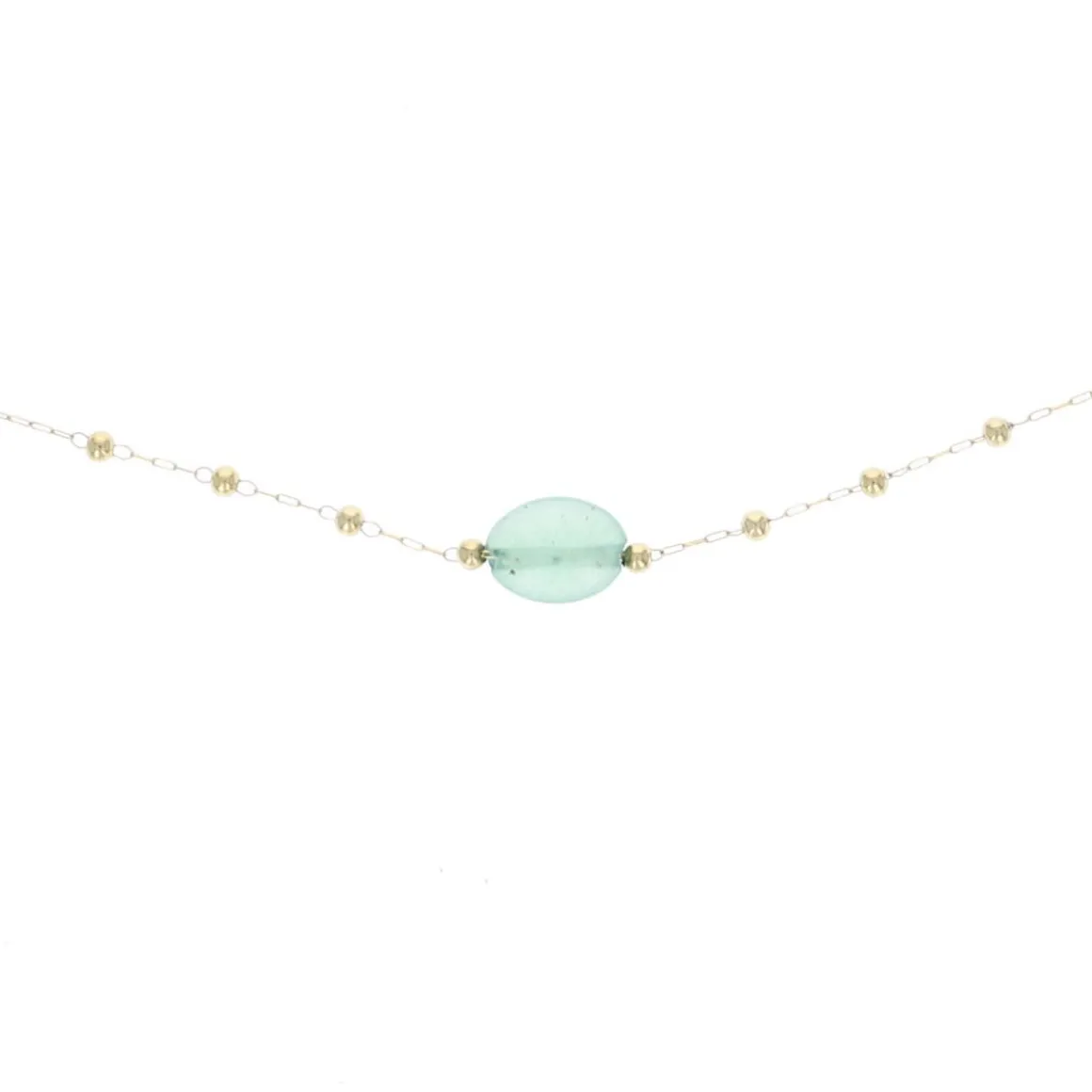 Collier chaine dorée pierre verte
