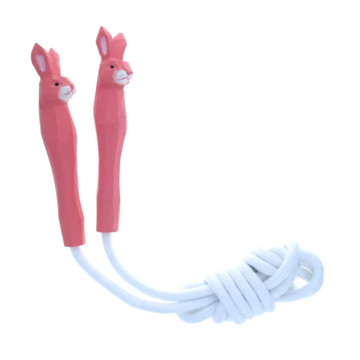 Corde à sauter en bois lapin rose