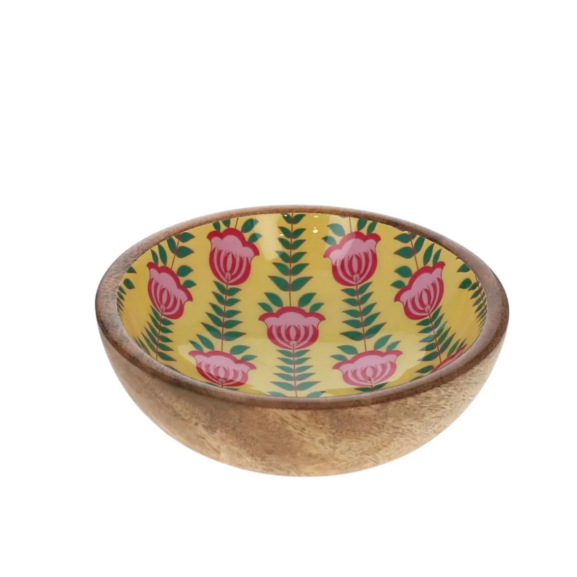 Coupelle en bois fleurs jaune