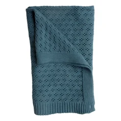 Couverture en tricot pointelle bleu
