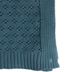 Couverture en tricot pointelle bleu