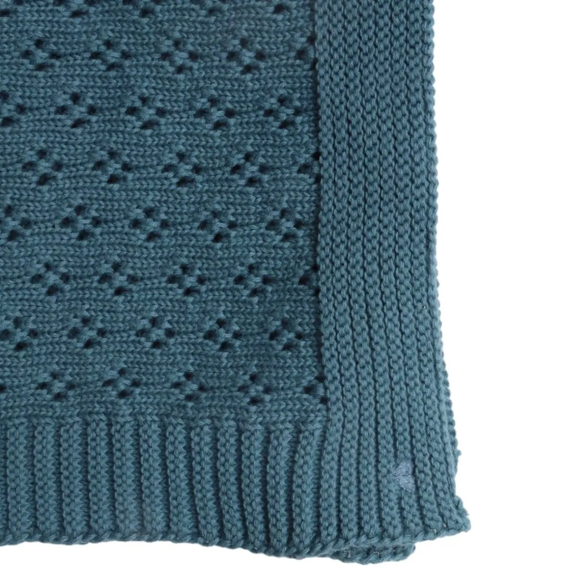 Couverture en tricot pointelle bleu