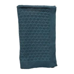 Couverture en tricot pointelle bleu