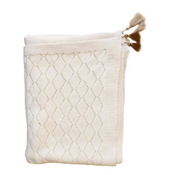 Couverture pointelle en coton écru et doré