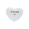 Cœur en céramique blanc et doré "Bisous"