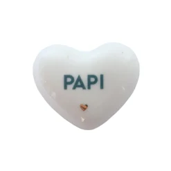 Cœur en céramique blanc et bleu "Papi"