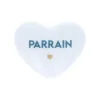 Cœur en céramique blanc et bleu "parrain"