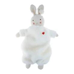 Doudou lapin blanc brodé coeur - Lapin d'amour