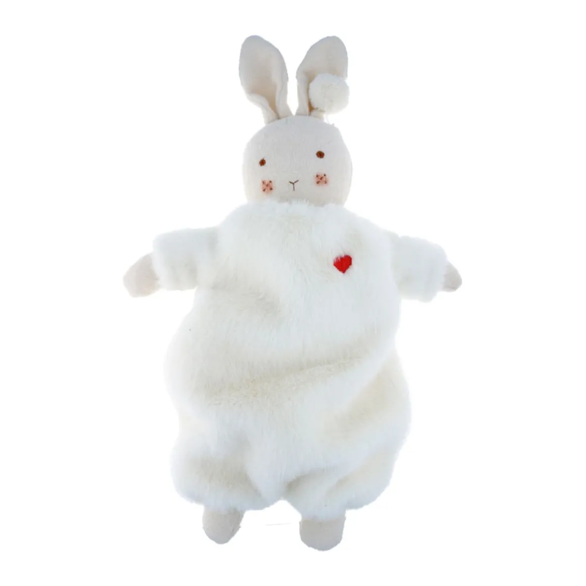 Doudou lapin blanc brodé coeur - Lapin d'amour