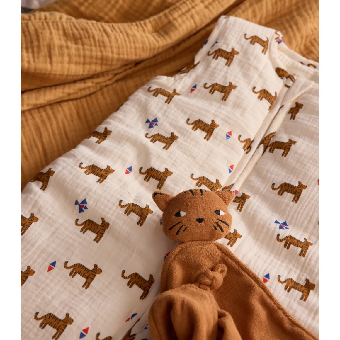 Doudou tigre éponge marron -Tigre du Bengale