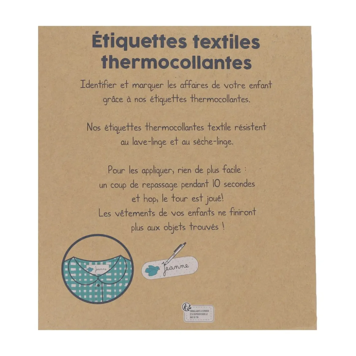Etiquettes thermocollantes pour textiles enfant