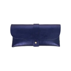 Etui à lunettes cuir irisé bleu nuit