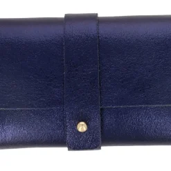 Etui à lunettes cuir irisé bleu nuit