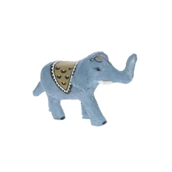 Figurine éléphant en papier mâché avec ornement ocre