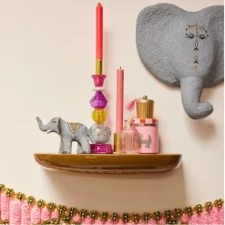 Figurine éléphant en papier mâché avec ornement ocre