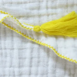 Foulard écru pompons jaune - Aqua Flower