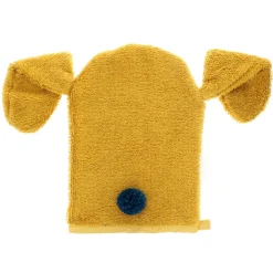 Gant de toilette lapin jaune moutarde