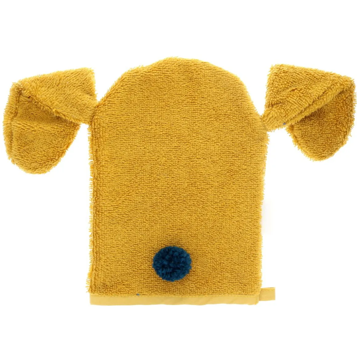 Gant de toilette lapin jaune moutarde
