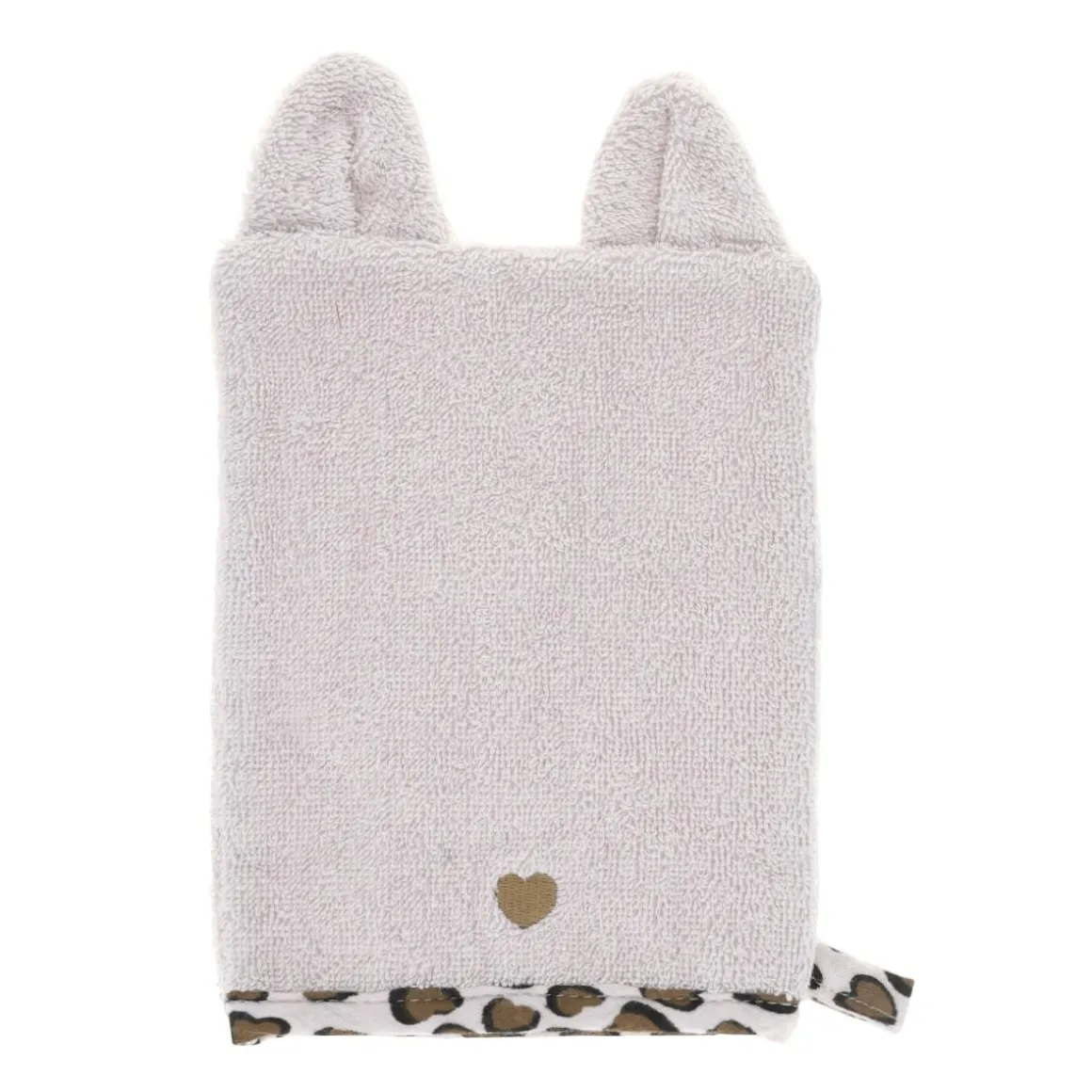 Gant de toilette éponge écru léopard - Chaton