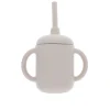 Gobelet avec paille en silicone à deux anses beige