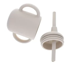 Gobelet avec paille en silicone à deux anses beige