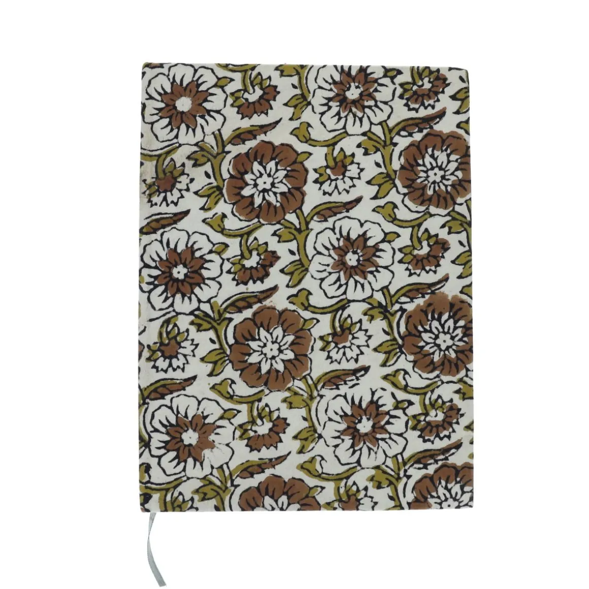 Grand carnet de notes fleuri écru block print - Delhi d'antan