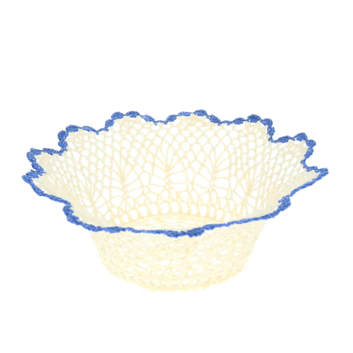 Grand panier dentelle bord bleu