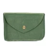 Grand porte-monnaie enveloppe cuir vert olive