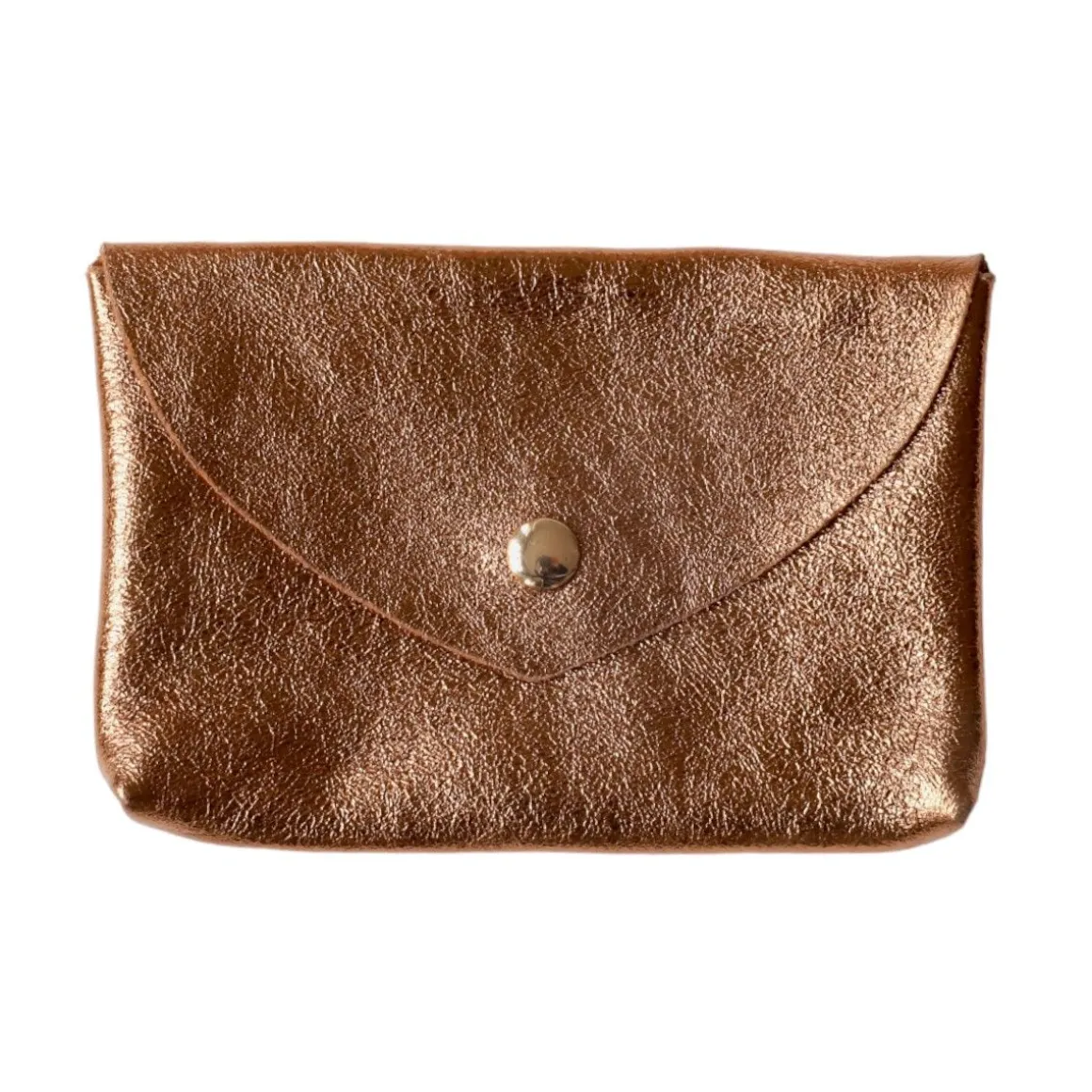 Grand porte-monnaie enveloppe cuir bronze cuivré