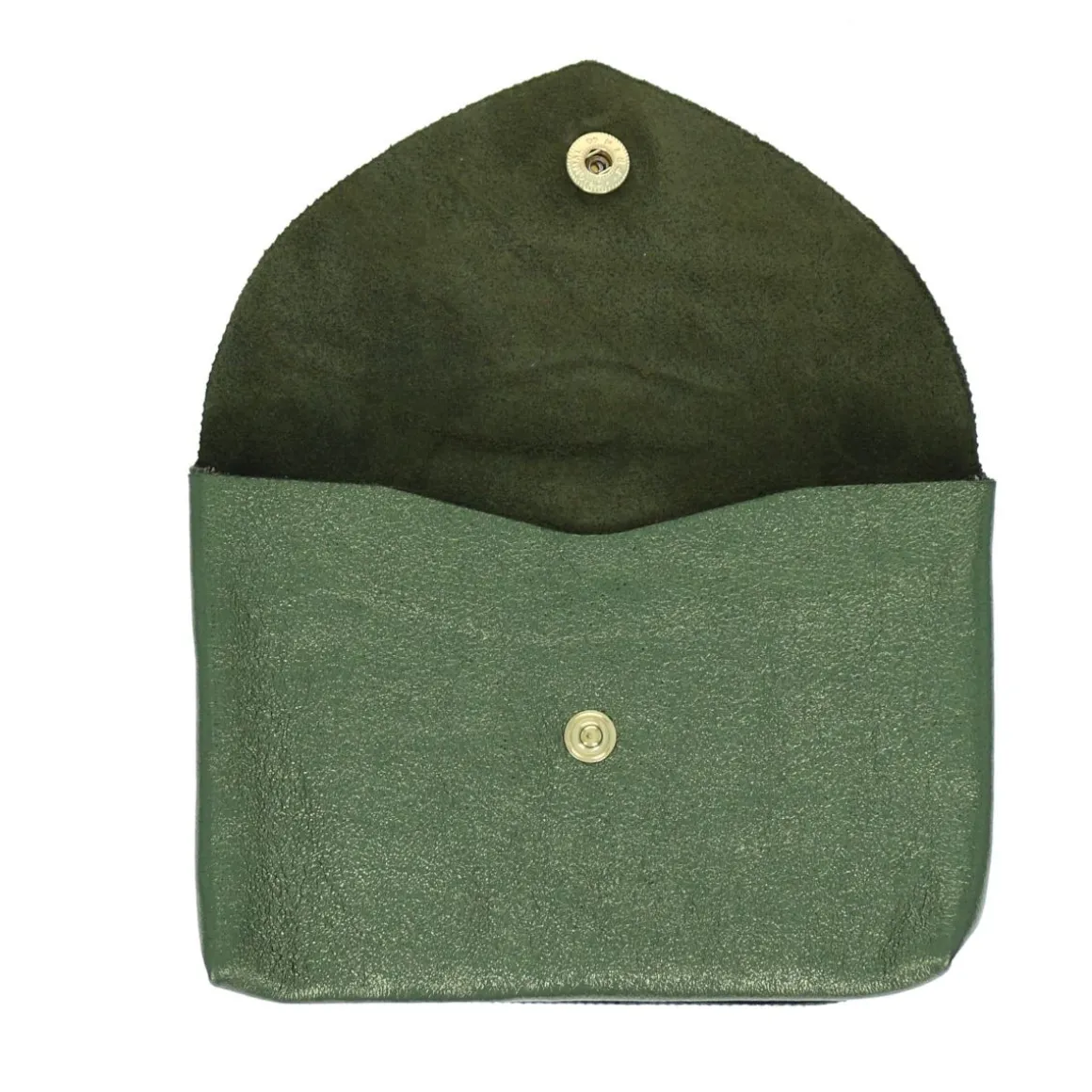 Grand porte-monnaie enveloppe cuir vert olive