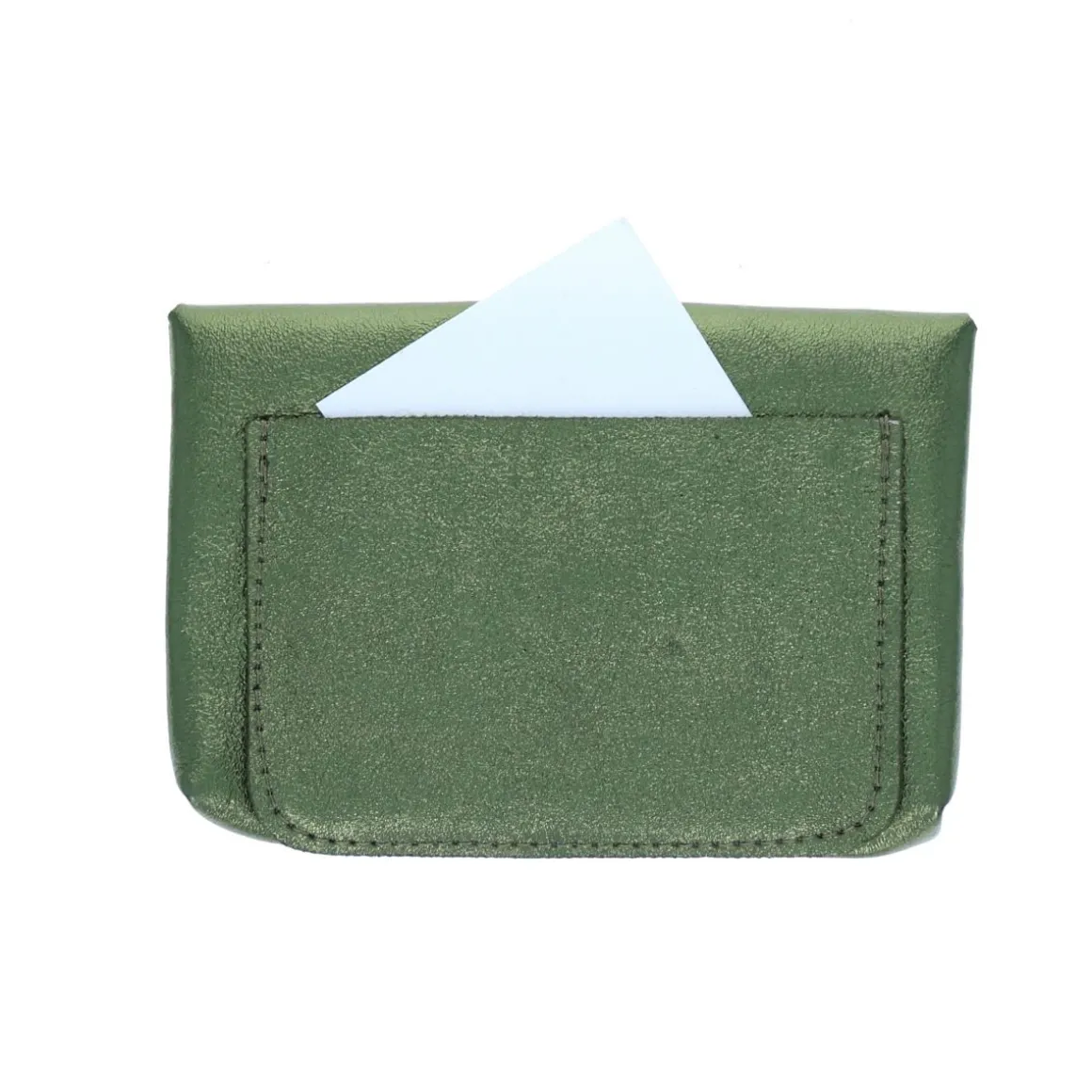 Grand porte-monnaie enveloppe cuir vert olive