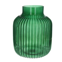 Grand vase en verre strié vert