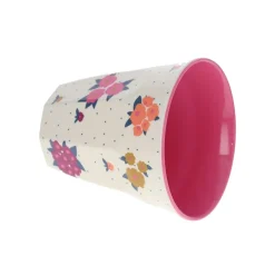 Grand verre en mélamine fleuri rose - La vie en rose