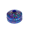 Grande boîte indienne ronde pompon bleu