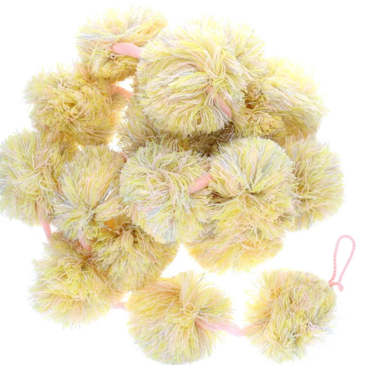 Guirlande pompons jaune et rose
