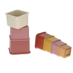 Jeu de cubes en silicone à empiler rose