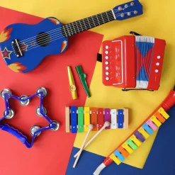 Jouet guitare bleue motifs flammes