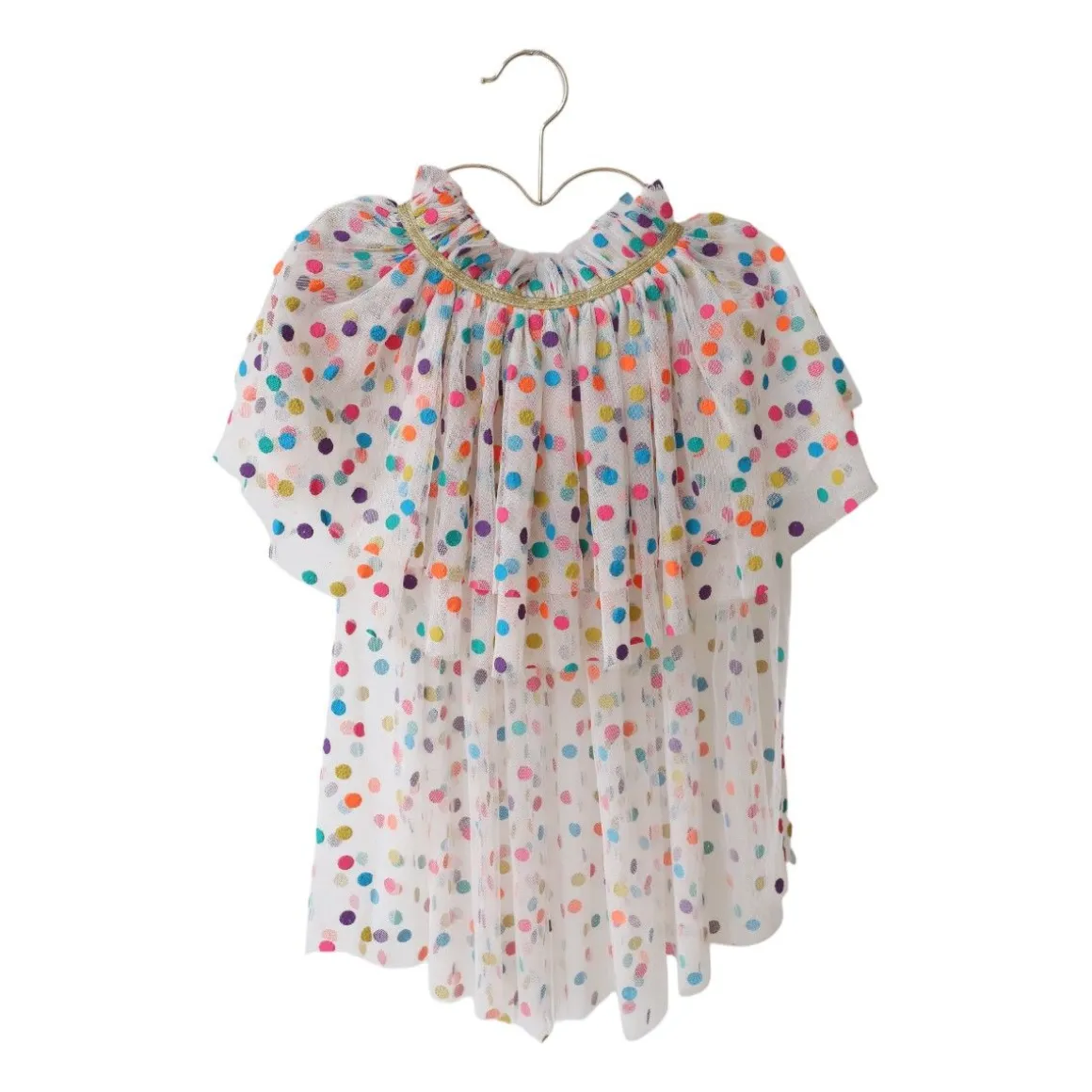 Jupe tutu avec traîne à pois multicolores