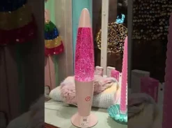 Lampe à lave paillettes rose