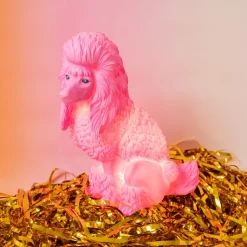 Lampe caniche rose