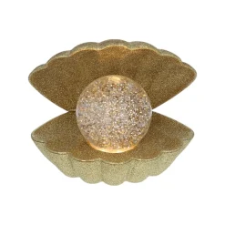 Lampe coquillage à paillettes dorées
