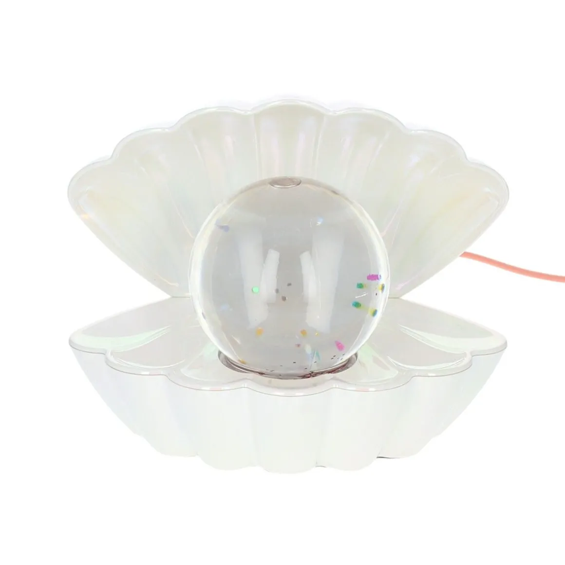 Lampe coquillage nacrée à paillettes multicolores