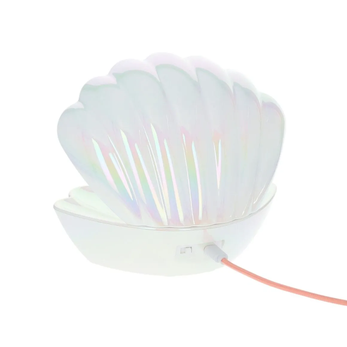 Lampe coquillage nacrée à paillettes multicolores