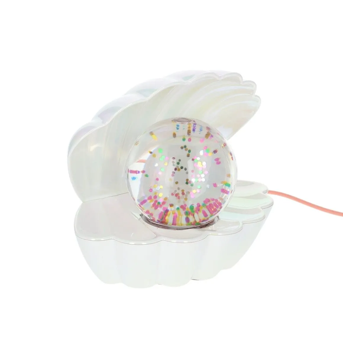 Lampe coquillage nacrée à paillettes multicolores